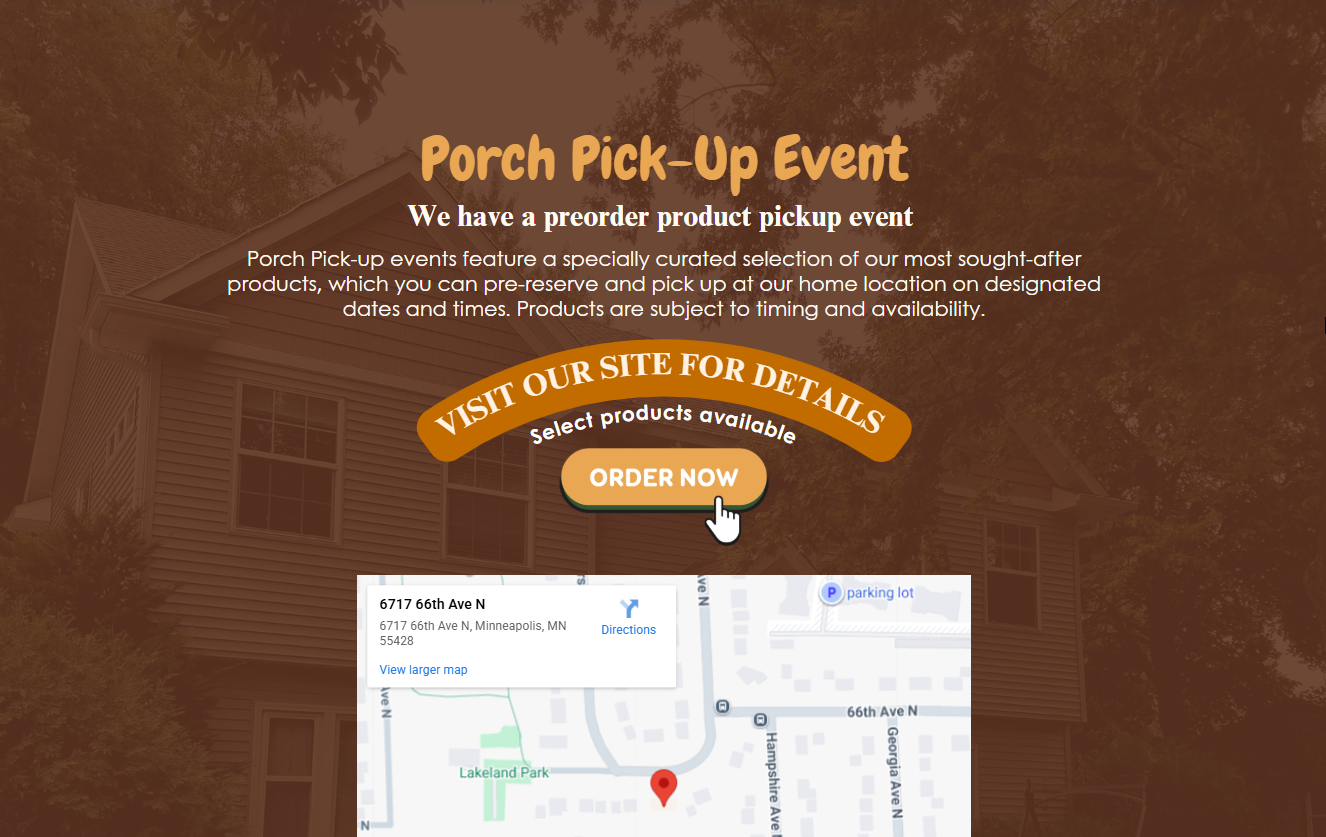 Lillian's Cottage Kreations Porch Pick-up Event