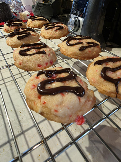 White Chocolate Peppermint Cookie with dark chocolate drizzle